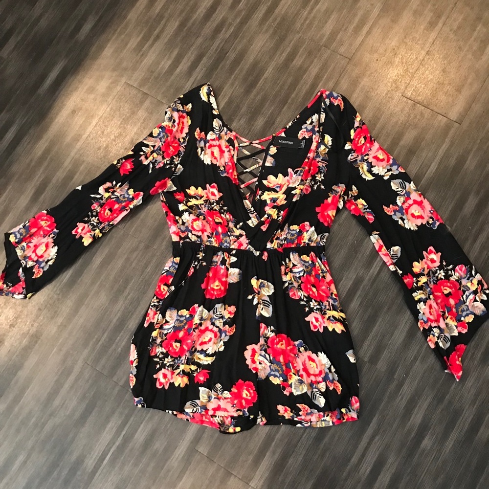 Minkpink black floral romper